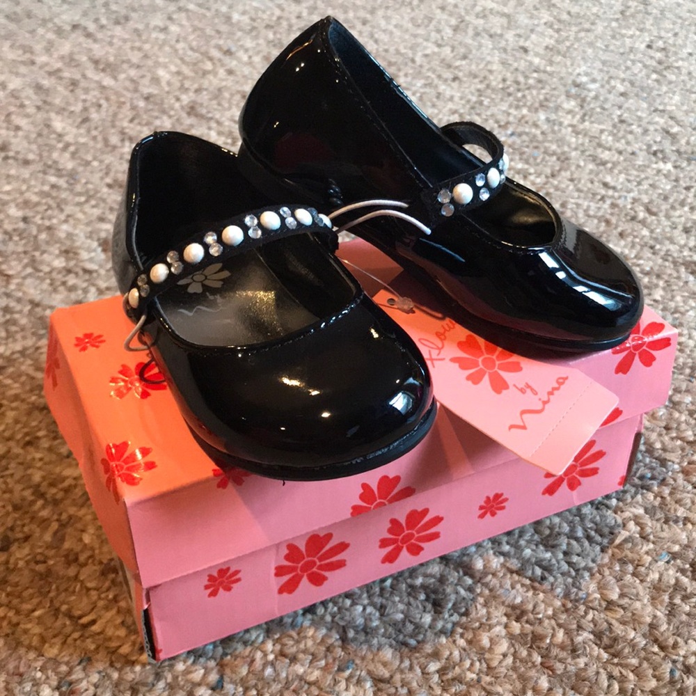 Toddler Girl Black Dress Shoe Shiny 5t New Gems